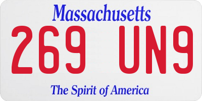 MA license plate 269UN9