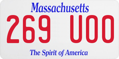MA license plate 269UO0