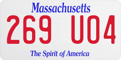 MA license plate 269UO4