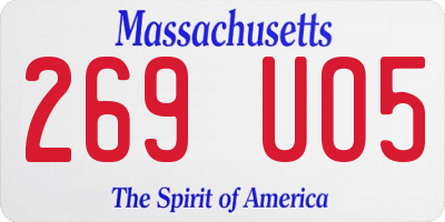 MA license plate 269UO5