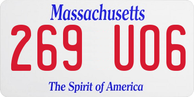 MA license plate 269UO6