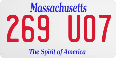 MA license plate 269UO7