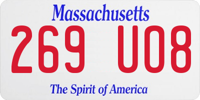 MA license plate 269UO8