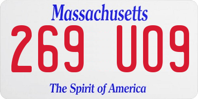 MA license plate 269UO9