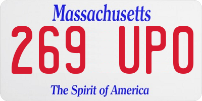MA license plate 269UP0
