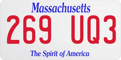 MA license plate 269UQ3