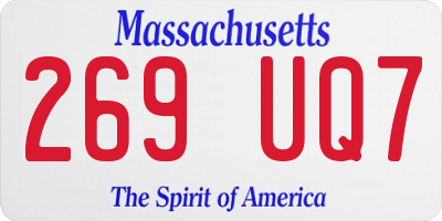 MA license plate 269UQ7