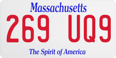 MA license plate 269UQ9