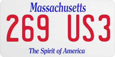 MA license plate 269US3