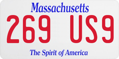 MA license plate 269US9