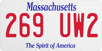 MA license plate 269UW2