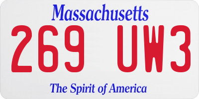 MA license plate 269UW3