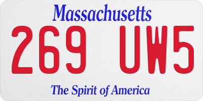 MA license plate 269UW5