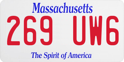 MA license plate 269UW6