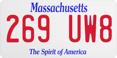 MA license plate 269UW8