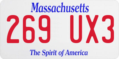 MA license plate 269UX3