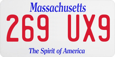 MA license plate 269UX9