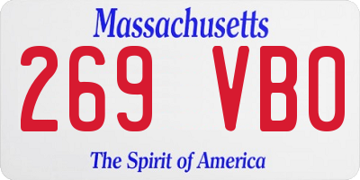MA license plate 269VB0