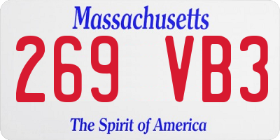 MA license plate 269VB3