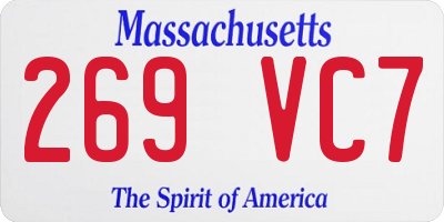 MA license plate 269VC7