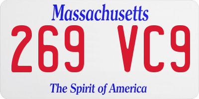 MA license plate 269VC9