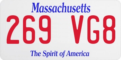 MA license plate 269VG8
