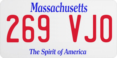 MA license plate 269VJ0