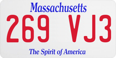 MA license plate 269VJ3
