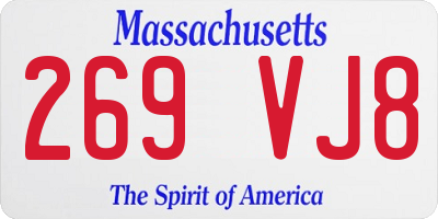 MA license plate 269VJ8