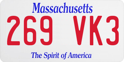 MA license plate 269VK3