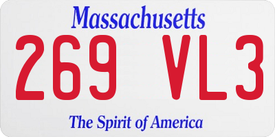 MA license plate 269VL3