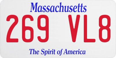 MA license plate 269VL8