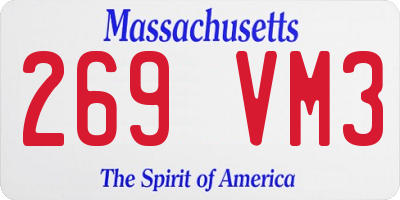 MA license plate 269VM3