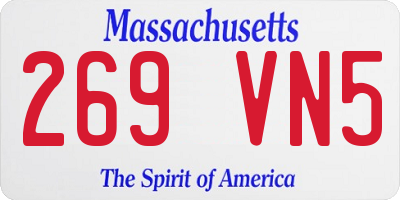 MA license plate 269VN5