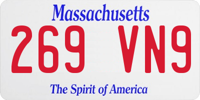 MA license plate 269VN9