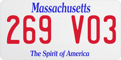 MA license plate 269VO3