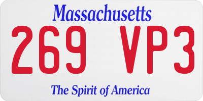 MA license plate 269VP3