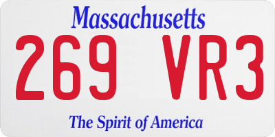 MA license plate 269VR3