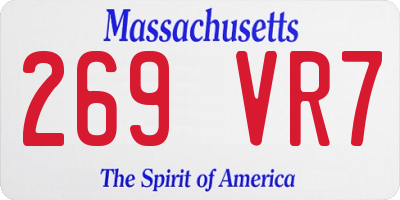 MA license plate 269VR7