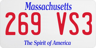MA license plate 269VS3