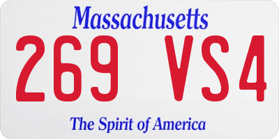 MA license plate 269VS4