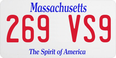 MA license plate 269VS9