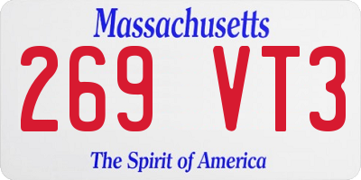 MA license plate 269VT3
