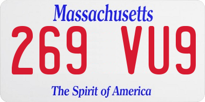 MA license plate 269VU9