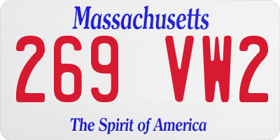 MA license plate 269VW2