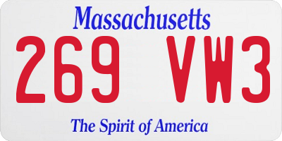 MA license plate 269VW3