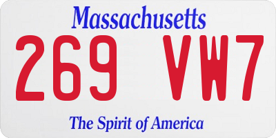 MA license plate 269VW7