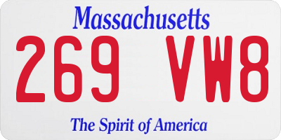 MA license plate 269VW8