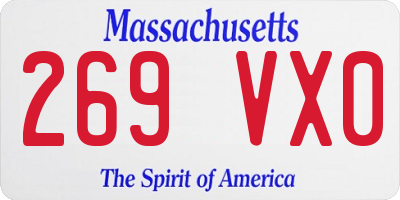 MA license plate 269VX0