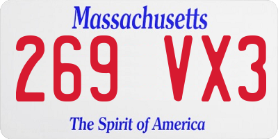 MA license plate 269VX3